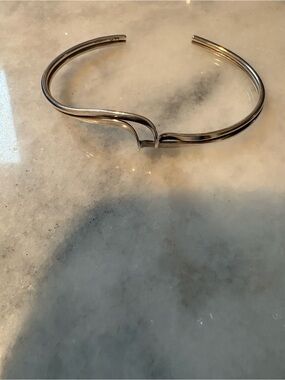Elegant Sterling Silver Double Wave Open Cuff Bracelet - Minimalist